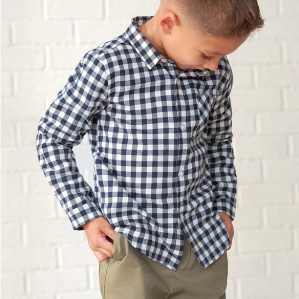 Madewell Blue and Cream Plaid Shirt